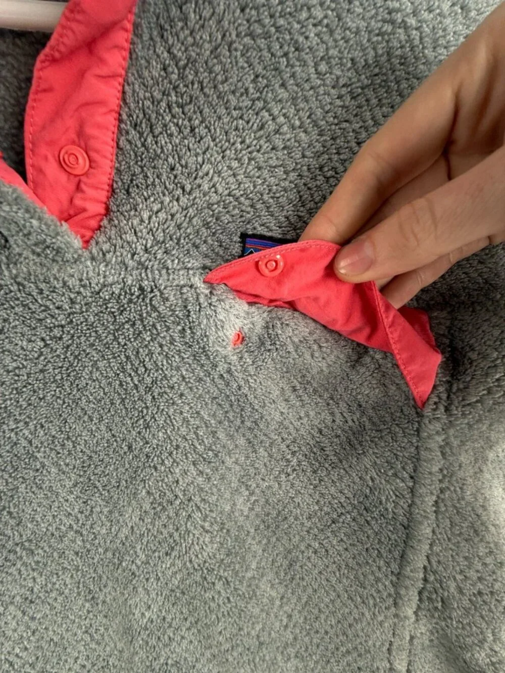 Patagonia Fleece Jacket Girls Youth Size 2XL 16-18 Gray Pink Fuzzy Soft Snap